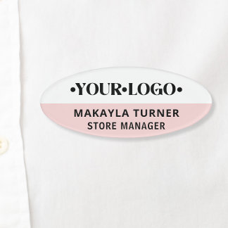 Custom Logo Employee Pink Name Tag