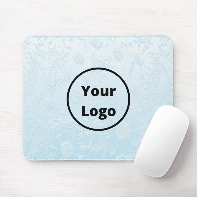 Custom logo engraved blue floral mouse pad (With Mouse)