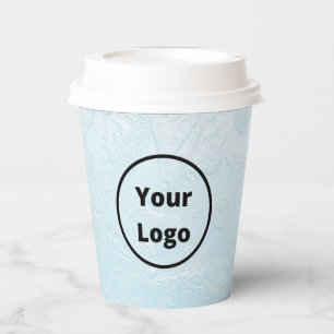 Custom logo engraved blue floral paper cups