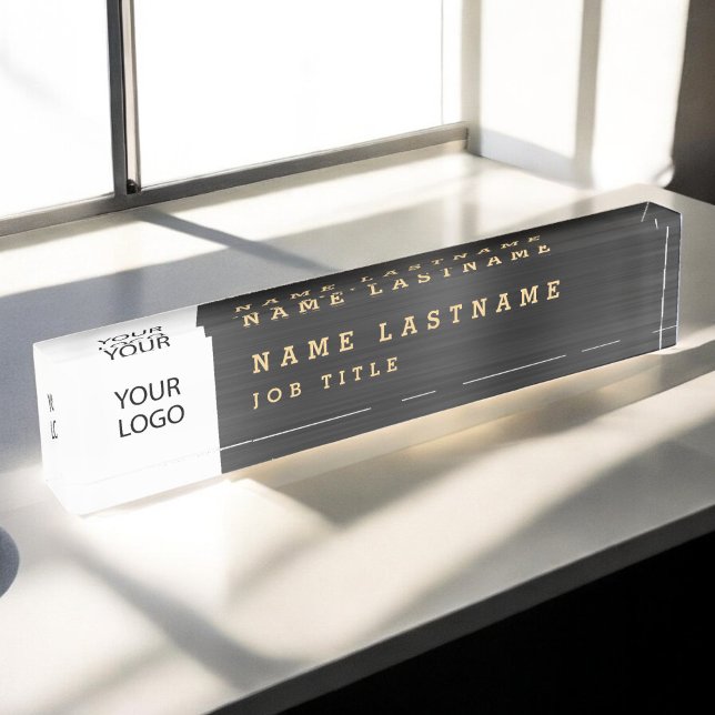 Custom Logo Executive Black Gold Professional Nameplate (Creator Uploaded)