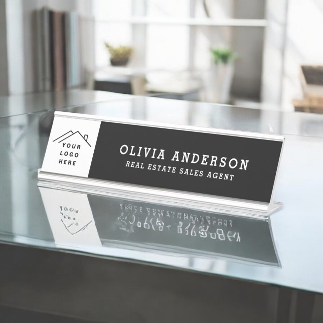 Custom Logo Executive Black Professional Desk Name Plate (Creator Uploaded)