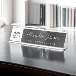 Custom Logo Executive Black Professional Desk Name Plate