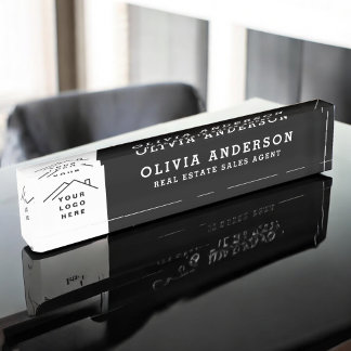 Custom Logo Executive Black Professional Nameplate