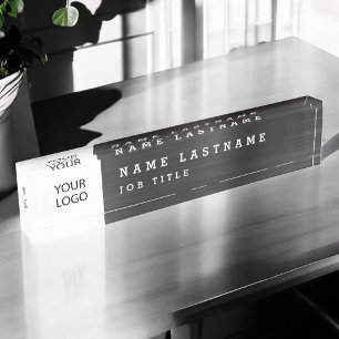 Custom Logo Executive Black Professional Nameplate