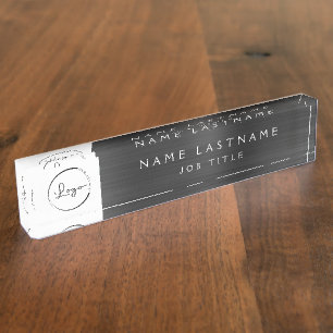 Custom Logo Executive Black Professional Nameplate
