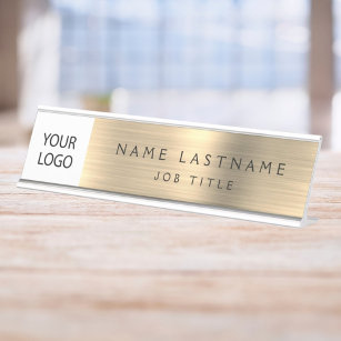 Custom Logo Executive Gold Business Professional Desk Name Plate