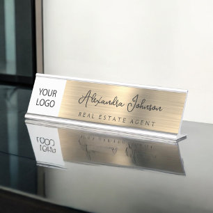 Custom Logo Executive Gold Professional Desk Name Plate