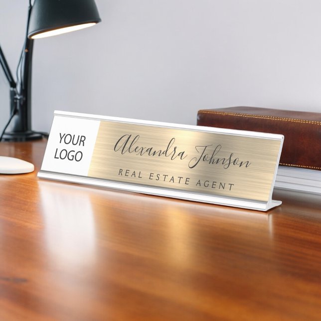 Custom Logo Executive Gold Professional Desk Name Plate (Creator Uploaded)