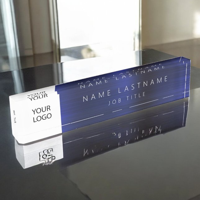 Custom Logo Executive Navy Blue Professional Nameplate (Creator Uploaded)