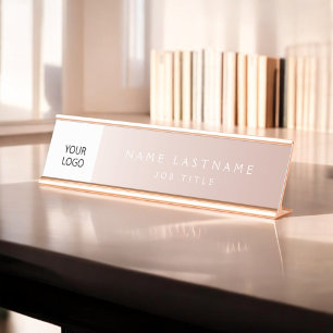 Custom Logo Executive Rose Gold Professional Desk Name Plate