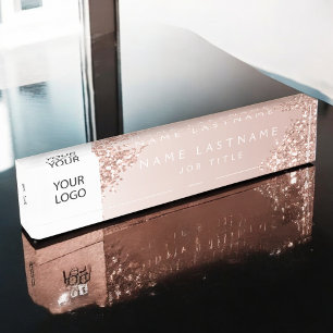 Custom Logo Executive Rose Gold Professional Nameplate