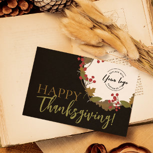 Custom logo Fall Foliage Happy Thanksgiving  Holiday Card