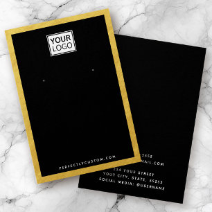 Custom logo faux gold border earring display card