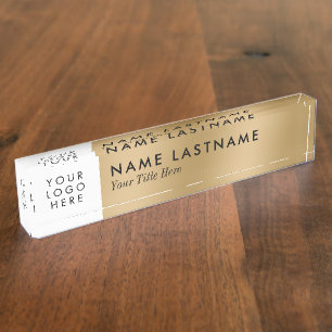 Custom Logo Faux Gold Minimalist Modern Nameplate