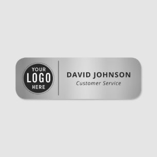 Custom Logo Faux Metallic Silver Customer Service Name Tag