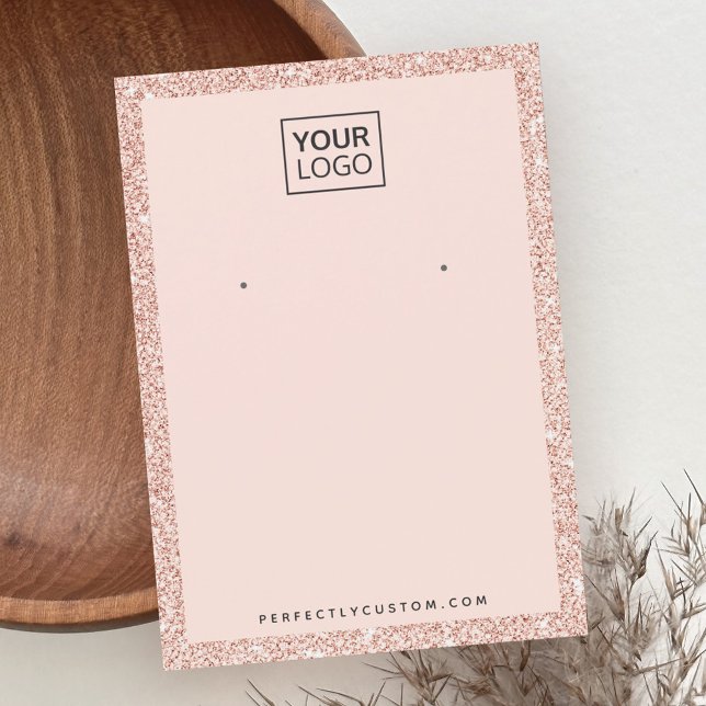 Custom logo faux pink glitter earring display card (Creator Uploaded)