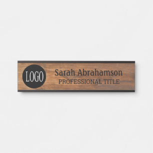 Custom Logo Faux Wood Grain Office Door SIgn
