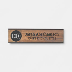 Custom Logo Faux Wood Grain Office Door SIgn