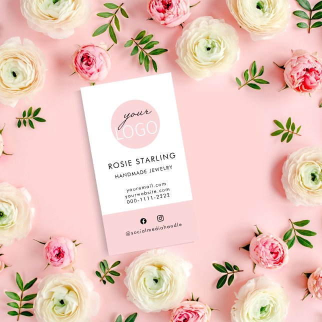 Custom Logo Feminine Pink Jewellery Vertical  Business Card (Creator Uploaded)