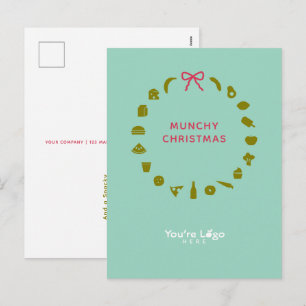 Custom Logo Food-Themed Company Christmas Holiday Postcard
