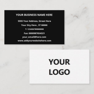 Custom Logo Full Contact Information - Black White Business Card