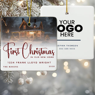 Custom Logo Gift First Christmas In Our New Home  Ceramic Ornament