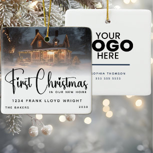 Custom Logo Gift First Christmas In Our New Home  Ceramic Ornament
