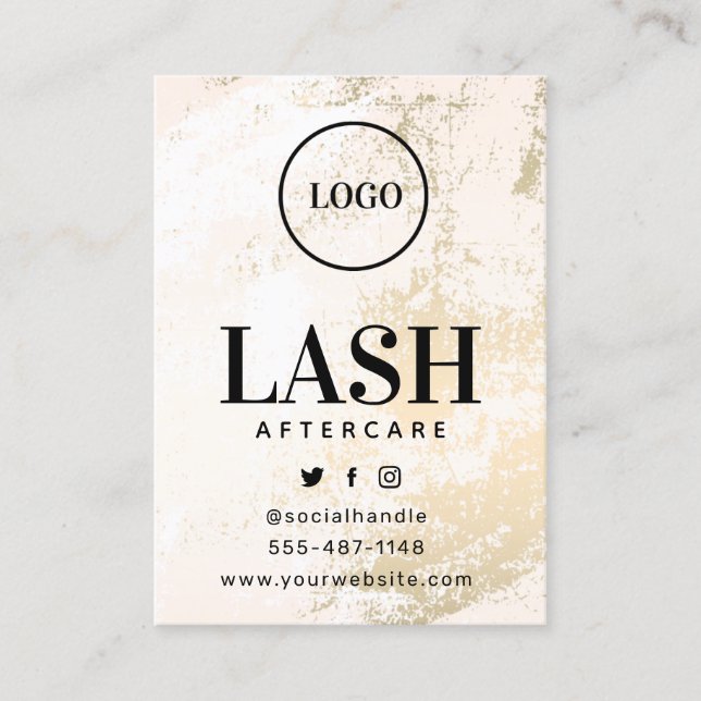 Custom Logo Gold Lashes Aftercare Card  (Front)