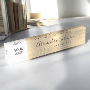 Custom Logo Gold Lashes Eyelash Extensions Nameplate