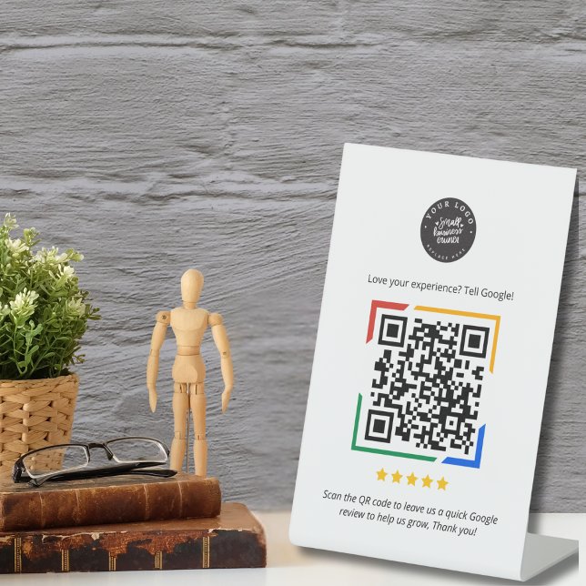 Custom Logo Google Review QR Code Pedestal Sign (Creator Uploaded)