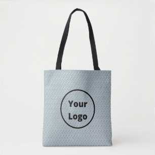 Custom logo gray metal print tote bag