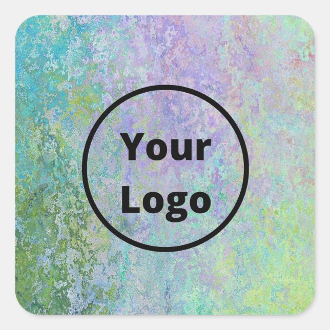 Custom logo green and purple marble square sticker (Front)