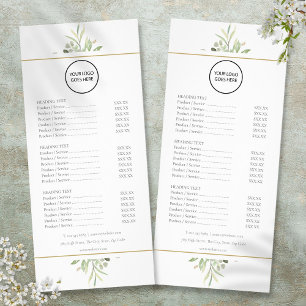 Custom Logo Greenery 2 Sided Service Menu