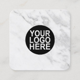 Custom logo, grey marble, square business cards
