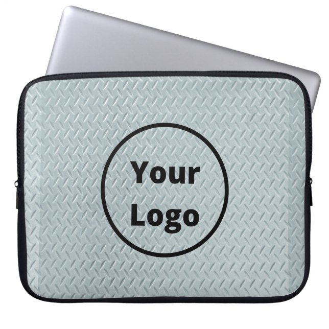 Custom logo grey metal print laptop sleeve (Front)