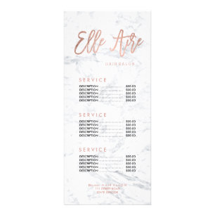 Custom logo hair faux gold marble price list rack card