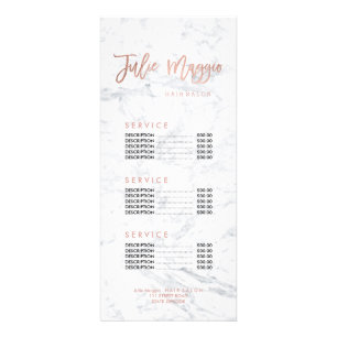 Custom logo hair faux gold marble price list rack card