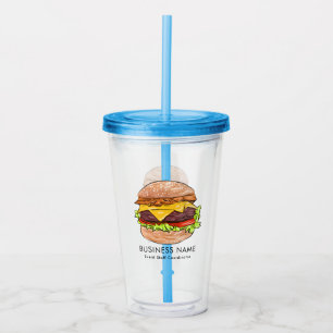 Custom Logo hamburger Acrylic Tumbler