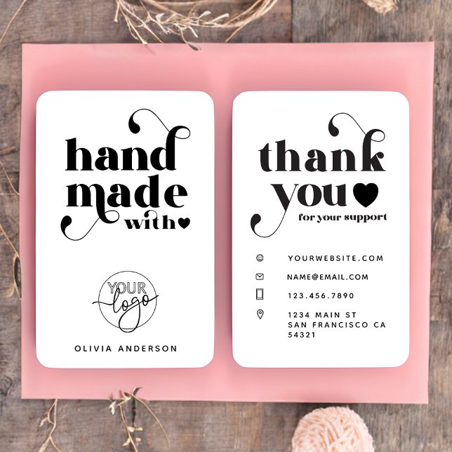 Custom Logo Handmade with Love Thank you Business Card (Creator Uploaded)