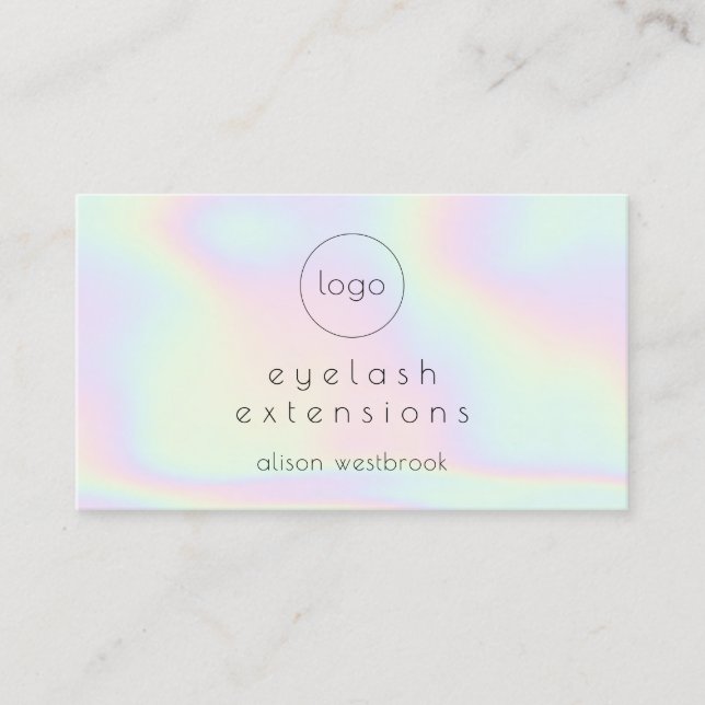 Custom logo holographic rainbow eyelash extensions business card (Front)