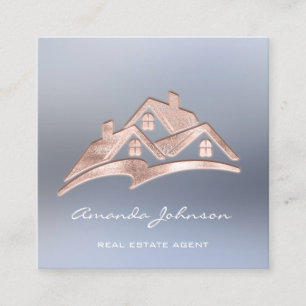 Custom Logo House Real Estate Agent Home Roof Square Business Card