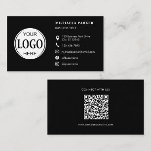 Custom Logo Icons Modern Black QR Code Business Card