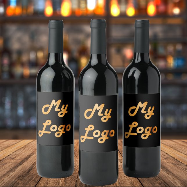 Custom logo image business black gold wine label (Creator Uploaded)