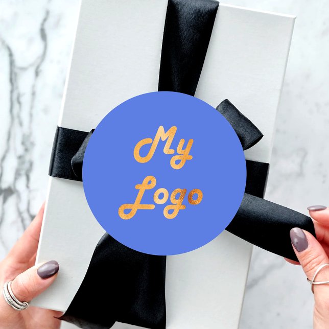 Custom logo image business royal blue classic round sticker (Creator Uploaded)