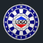 Custom Logo Image on Blue & White Dartboard<br><div class="desc">Custom logo image on blue and white Dart Board.</div>