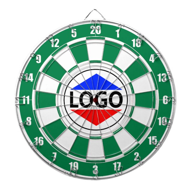 Custom Logo Image on Green & White Dartboard (Front)