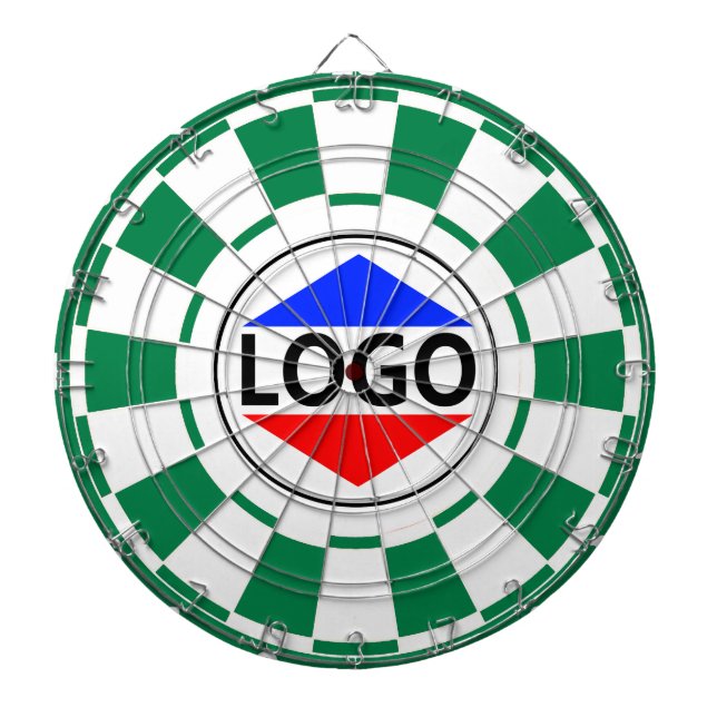 Custom Logo Image on Green & White Dartboard (Front)