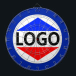 Custom Logo Image with Round Blue Frame Dartboard<br><div class="desc">Custom logo image with Round blue Frame Dart Board.</div>