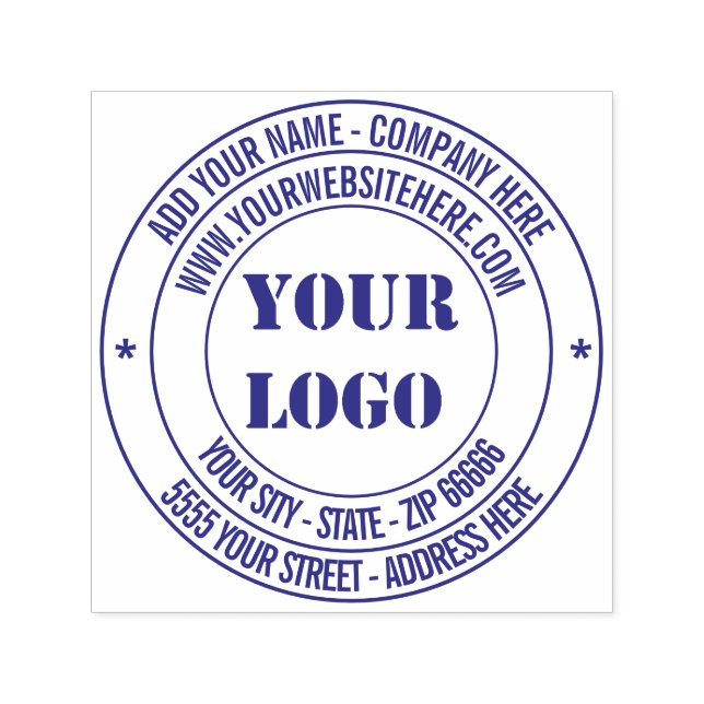 Custom Logo Info Address Round Self-inking Stamp (Design)