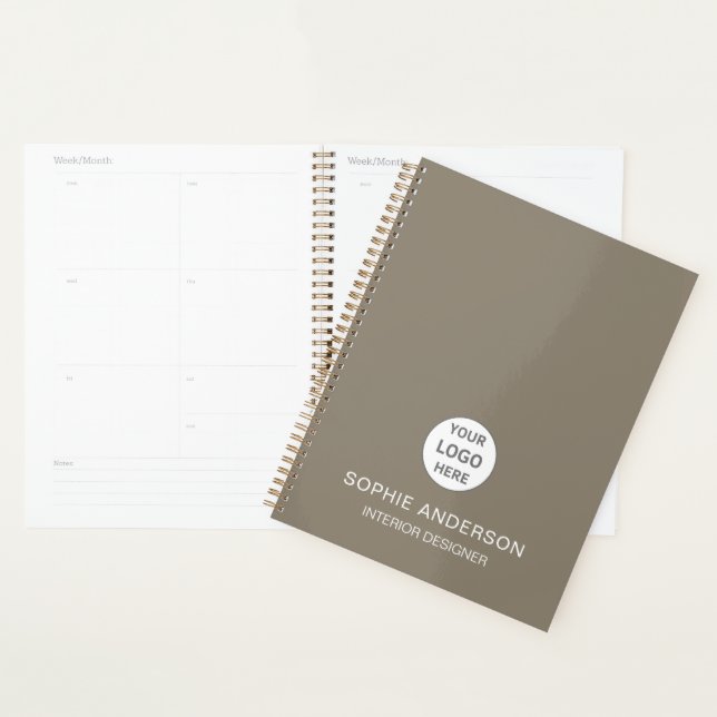 Custom Logo Interior Designer Business Taupe Planner (Display)